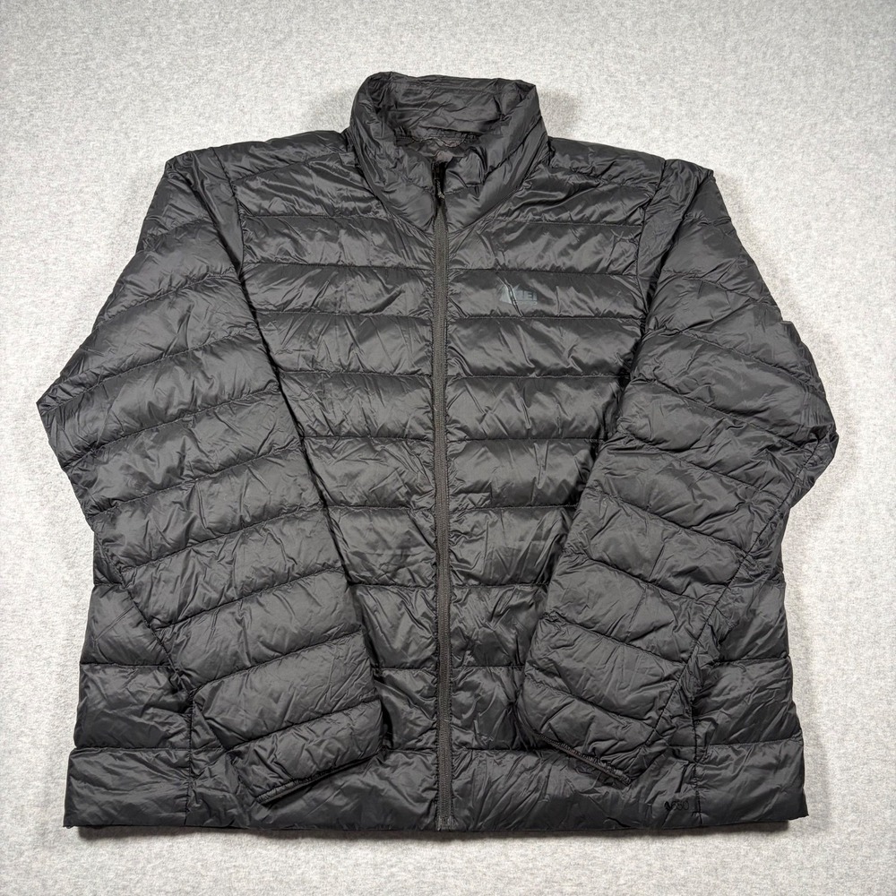 REI Co-op 650 Down Jacket Men 2XL Black Puffer Full Zip Packable Outdoor Hiking